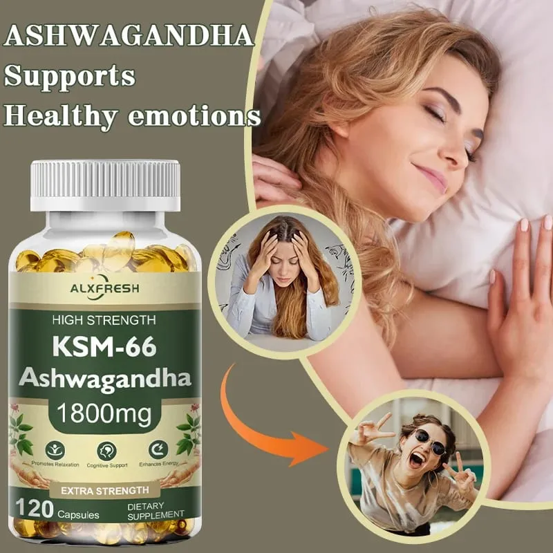 Capsule di Ashwagandha per alleviare lo stress Concentrarsi sull'energia cerebrale Supporto per la salute del sonno — image 3