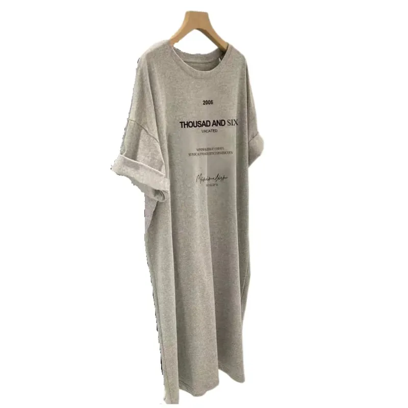 Abiti a maniche corte Abito estivo da donna taglie forti Abito t-shirt di media lunghezza Abito lungo casual al ginocchio — image 8