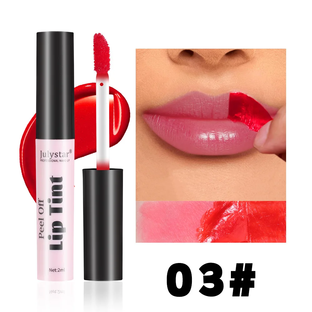Julystar Peel Off Liquid ลิปสติก 6 สีกันน้ำ Lasting Matte Pink Lip Gloss Moisturizer Tear-off Lip Stain เครื่องสำอางค์แต่งหน้า — image 12