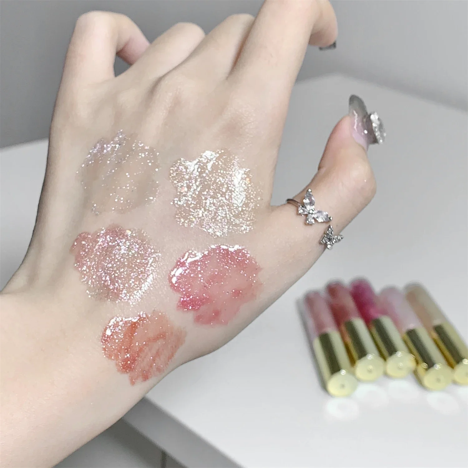 Pearl Diamond Glitter Lip Glaze, langanhaltende, feuchtigkeitsspendende, aufpolsternde, glänzende Lippentönungsöl, Make-up-Spiegel, Wasser, leichte flüssige Lippenstifte — image 7