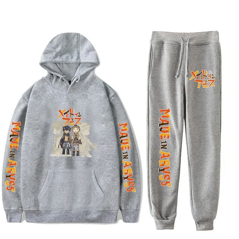 Harajuku Comfortable Made in abyss Print Sweatshirt Sweatpants Suit Men/Women Hoodies+ Trousers Suit Cute 2 Piece Set Clothes — image 43