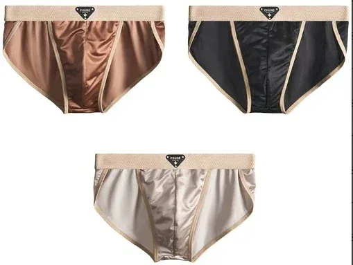 1/3PCS Men's Briefs Satin-like Ice Silk Briefs Summer Smooth Mens Underpants Breathable Quick Drying Panties Sexy U Pouch Briefs — image 19