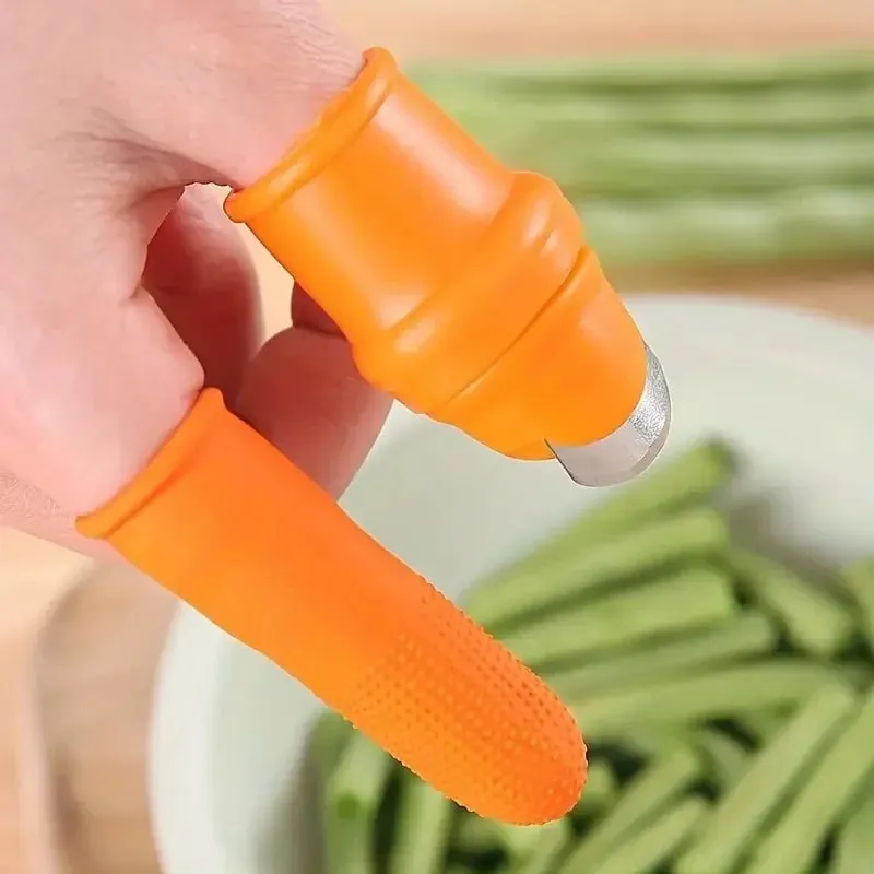 Juego de cuchillos para pulgar con dedales para pelar ajo, descascarar fresas, recoger granos de pimienta y verduras (6 piezas) — image 3