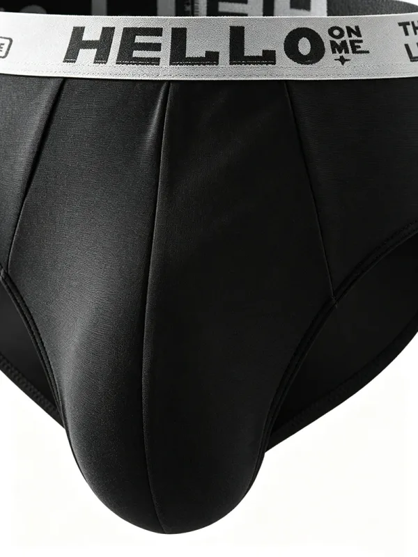 Hello Lot de 2 slips en soie de lait pour homme sans couture, respirants, séchage rapide avec ceinture graphique, ensemble de sous-vêtements confortables — image 4