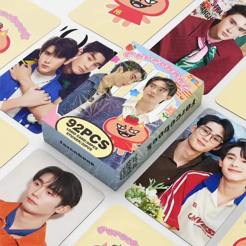 92PCS Forcebook Thai Star Photo Cards Set with Stickers - Force & Book LOMO Collectible Cards for Scrapbook & Fan Support