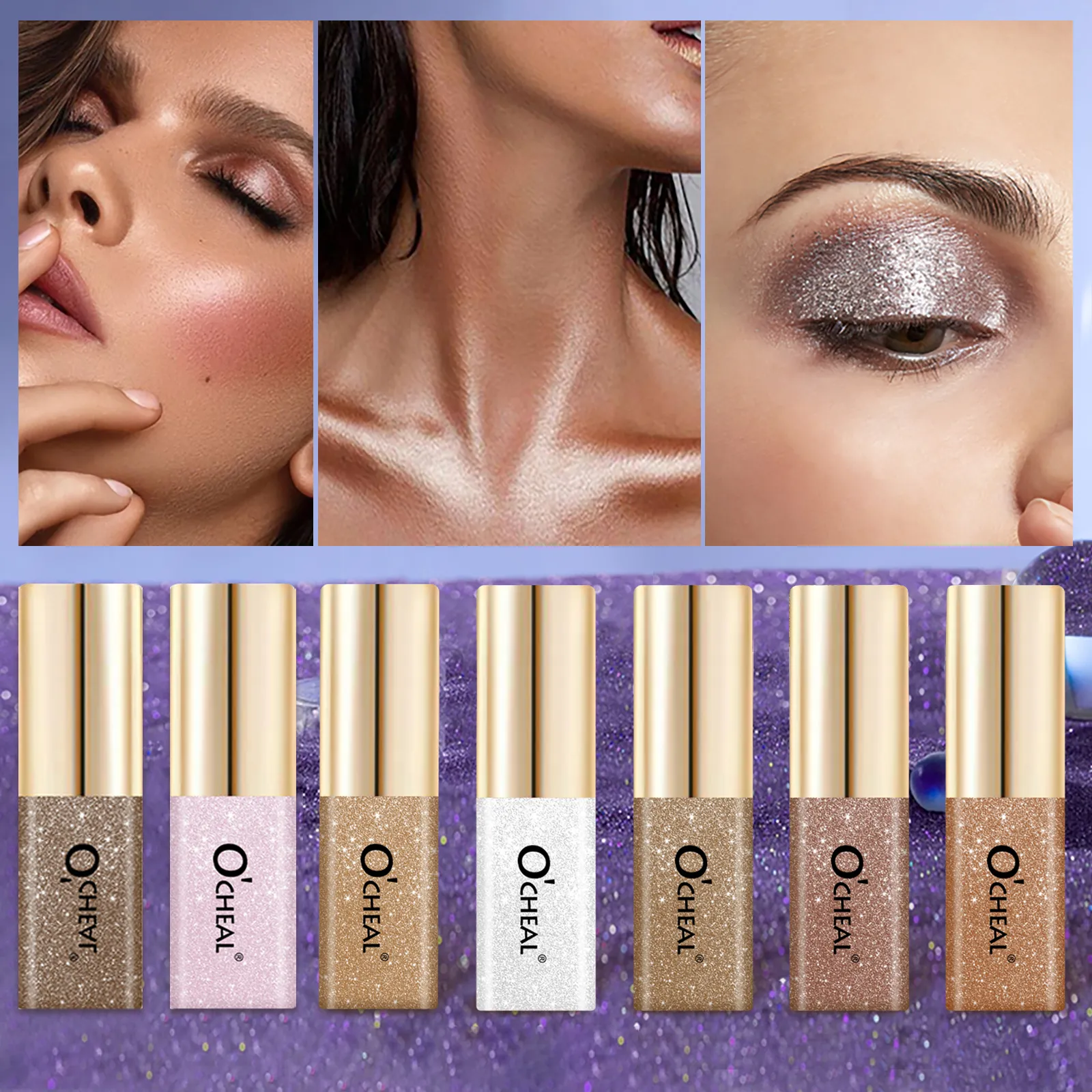O'cheal líquido sombra de olho pescoço diamantes brilhante à prova dwaterproof água encantador bicho da seda brilho maquiagem dos olhos cosméticos glitter altamente pigmentado — image 2
