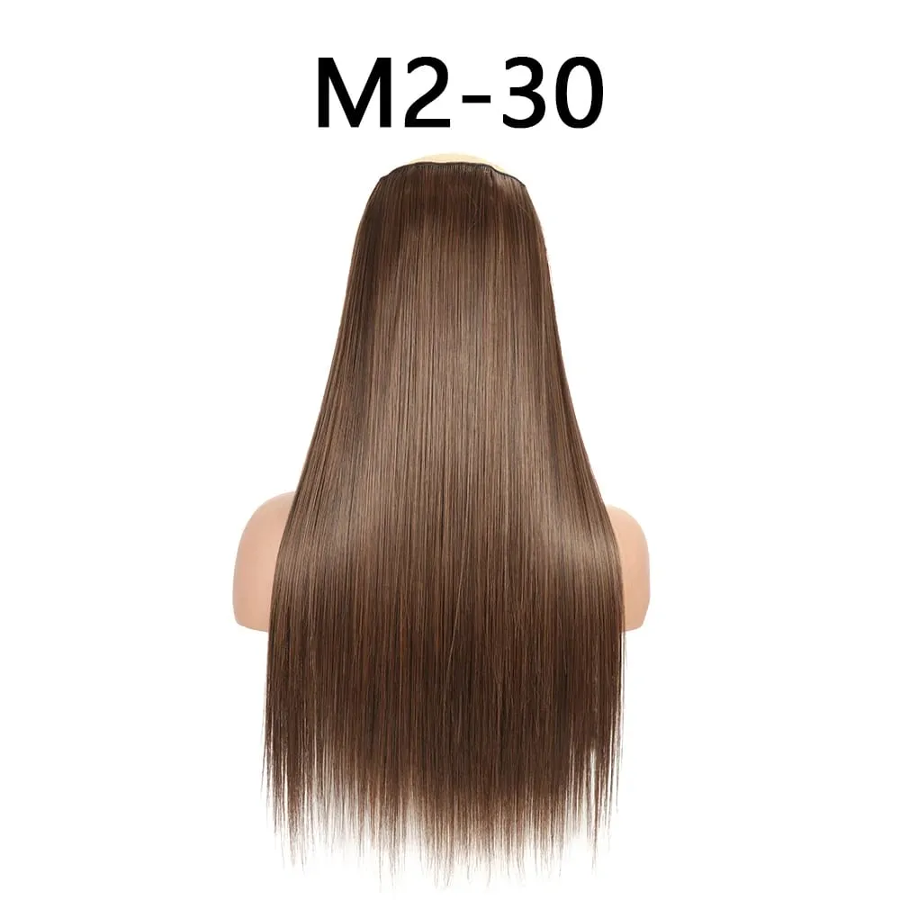 สังเคราะห์ 24 นิ้ว One Piece 5 คลิปยาวตรงทรงผมทนความร้อนปลอม Hairpiece สำหรับผู้หญิง NATURAL Brow — image 22