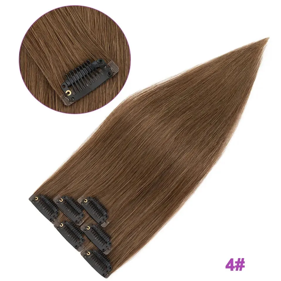 S-noilite Nahtlose PU-Haarverlängerung mit dünnem Schuss, 6 Stück, Clip-in-Haarverlängerungen aus echtem Menschenhaar, glatt, weiche Seide, Clip-in-Verlängerung für Frauen — image 9