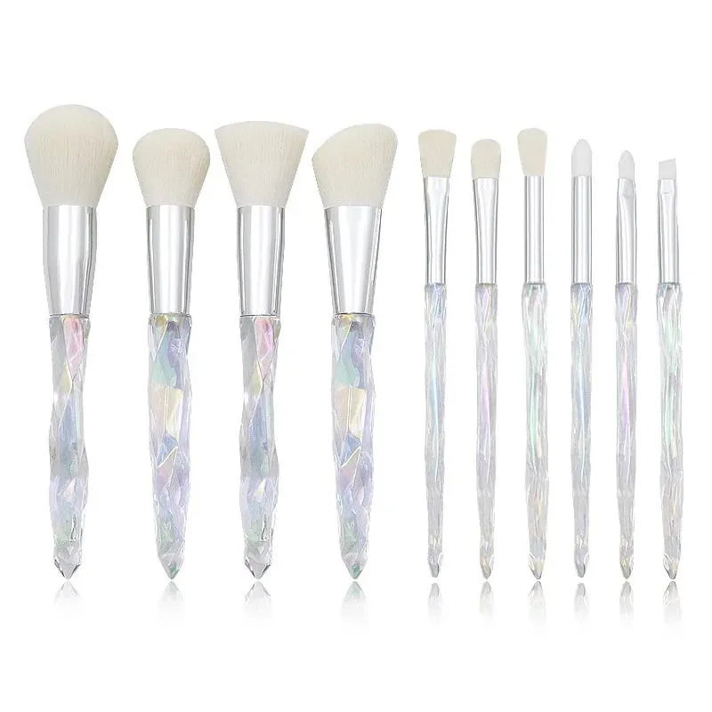 คริสตัลสีม่วง Handle ชุดแปรงแต่งหน้าผมสังเคราะห์นุ่ม Foundation Blush Eye Shadow แปรงเครื่องสำอาง Kit — image 10