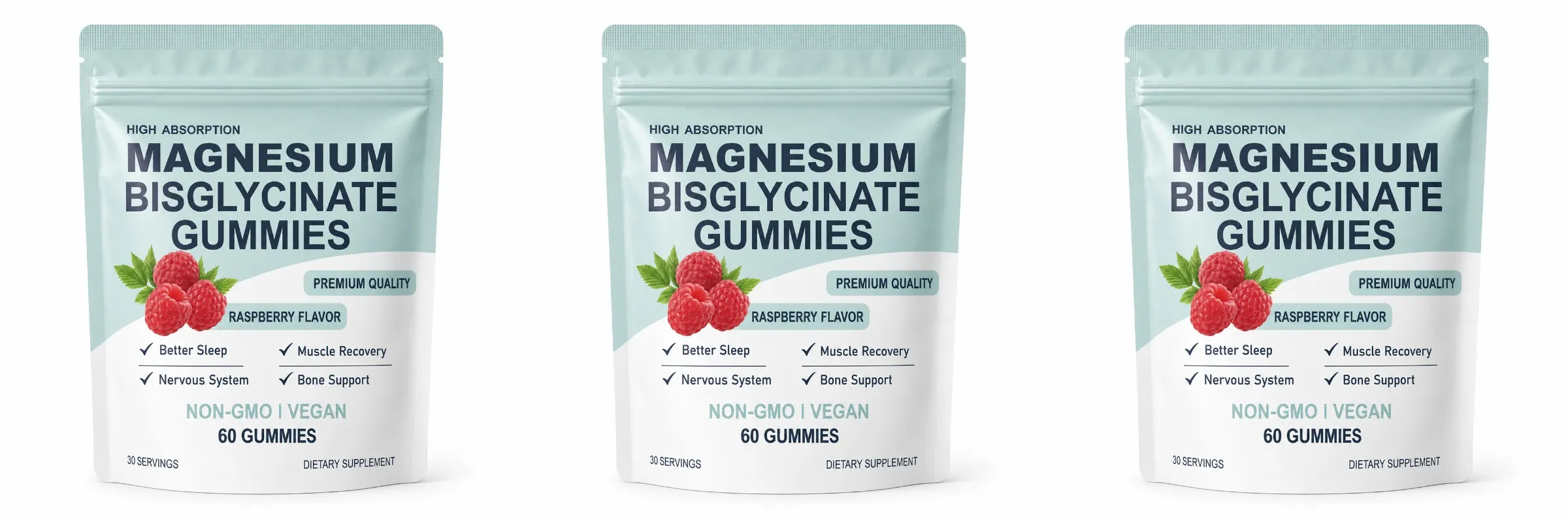 Caramelle gommose bisglicinate di magnesio ad alto assorbimento sapore di lampone vegano 60 conteggi supporto per la salute delle ossa muscolari non OGM senza glutine — image 9