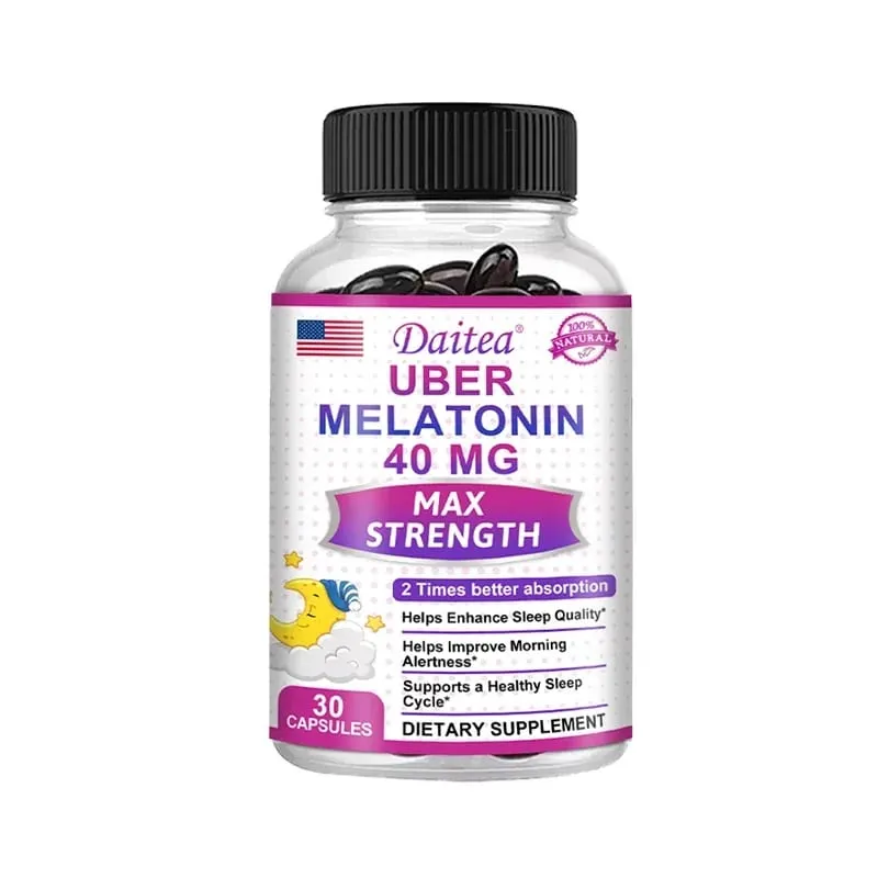 Daitea Melatonin Supplement 40mg Contains Vitamin C Theanine Extract Capsules to Promote Sleep Quality & Alertness Non-GMO — image 9