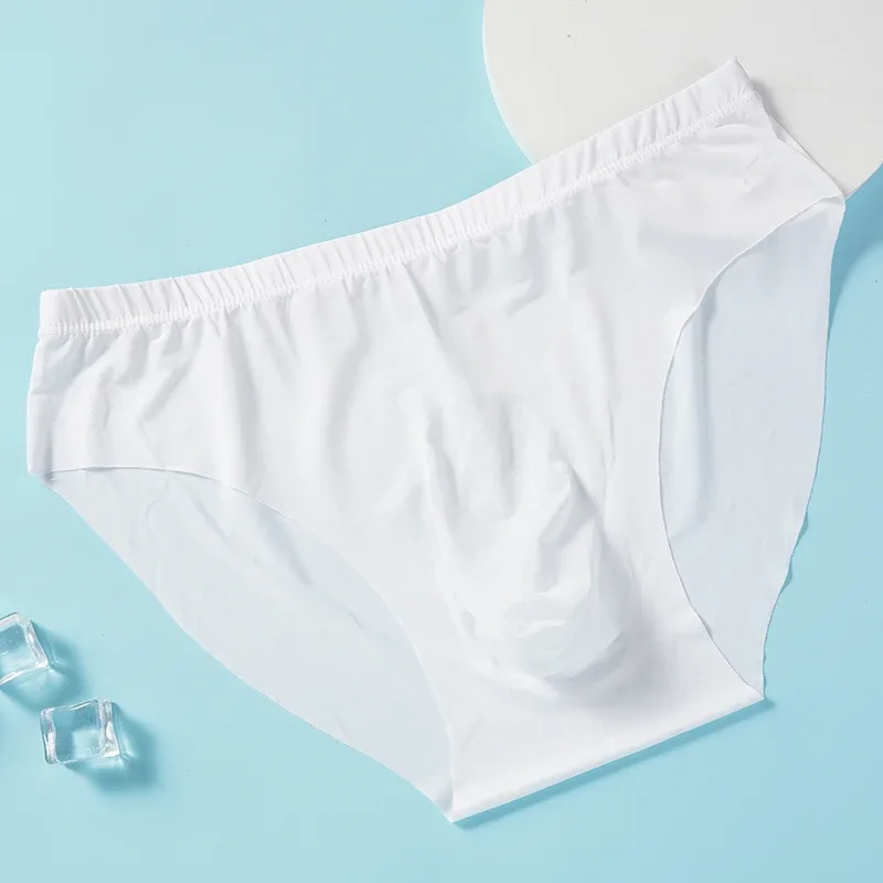 4pcs Men's Ice Silk Briefs Summer Transparent Seamless Sexy Quick-drying Trendy Breathable Underwear Ultra-thin Panties — image 8