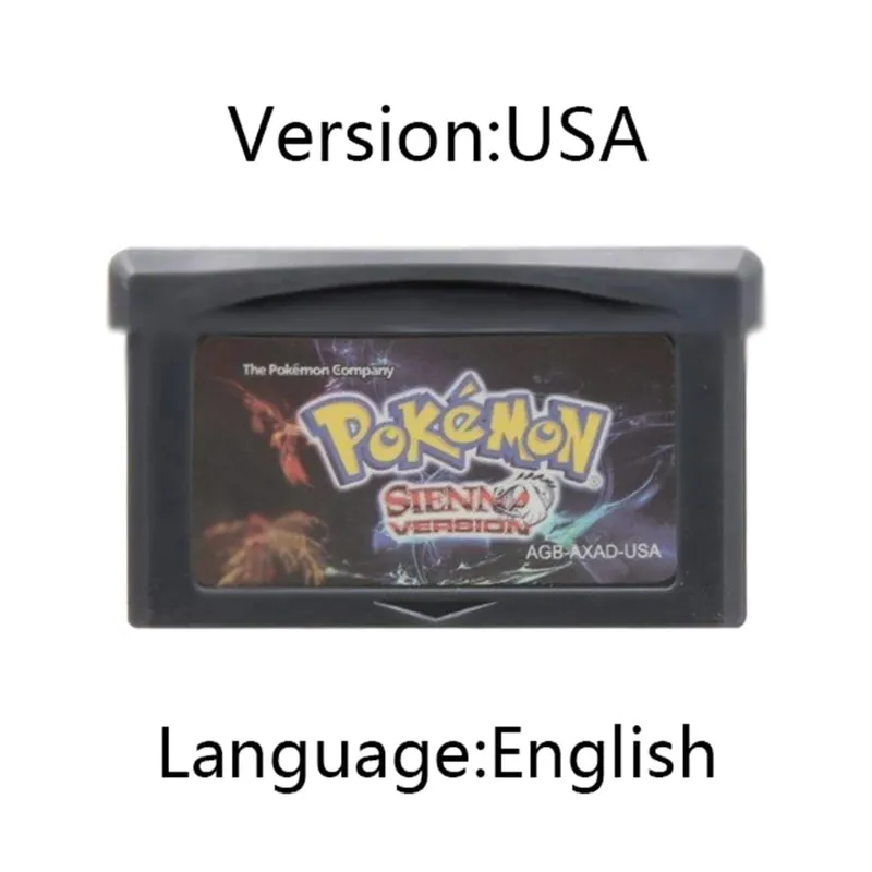 GBA Pokemon Game Cartridge 32-Bit Video Game Console Card AshGray Liquid Crystal Light Platinum Moemon Emerald English Language — image 14