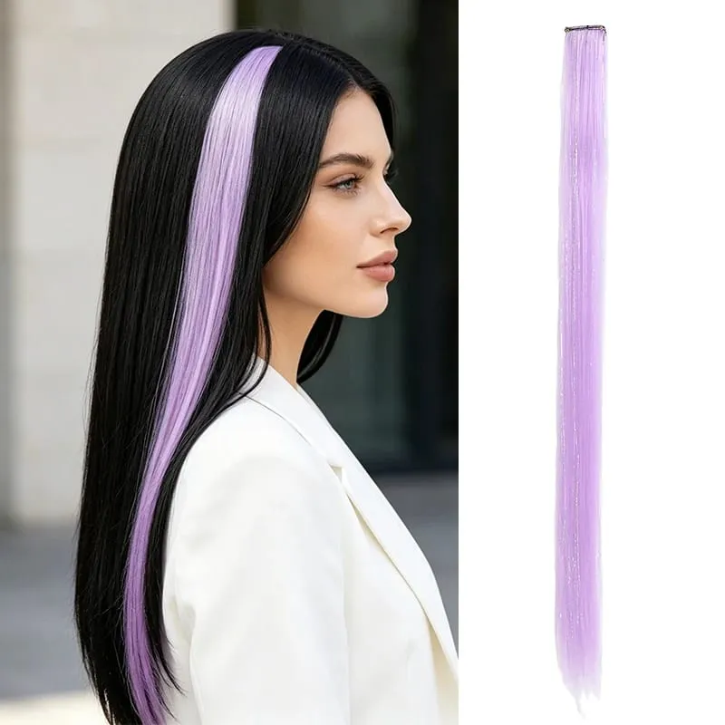Clip BB nelle estensioni dei capelli sintetici con fili d'argento laser Pezzi di capelli colorati lucenti per l'uso quotidiano delle feste Nessun danno — image 12