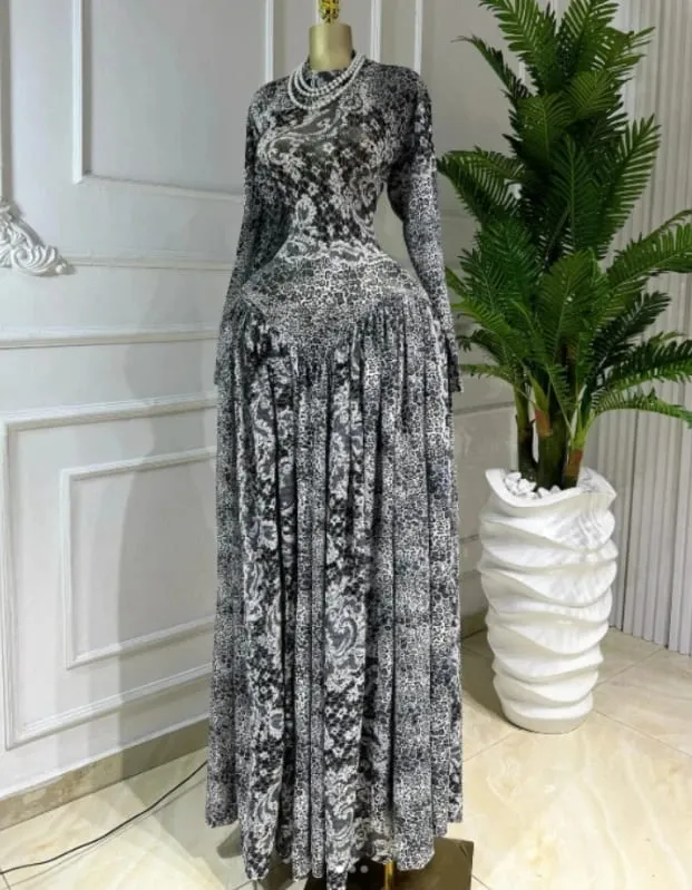 CM.YAYA Women Plaid Round Neckline Long Sleeve Fit and Flare Long Maxi Dress 2025 Even Party Education Bakasyon Dresses Vestidos — image 7