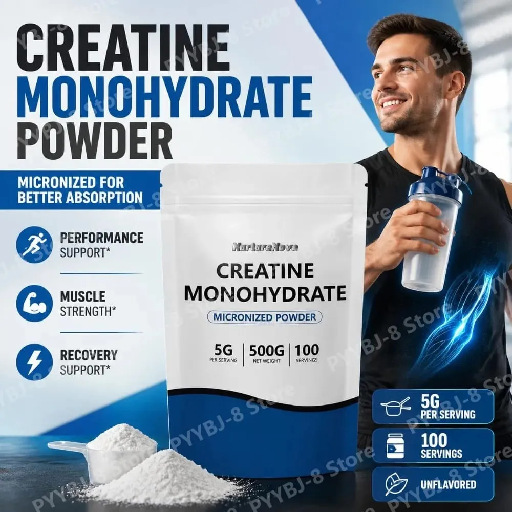 NutureNova Kreatin Monohidrat Tozu Mikronize Spor Salonu Vücut Geliştirme Antrenmanı Fitness için Malzeme 100 Porsiyon 500g Net Ağırlık — image 2