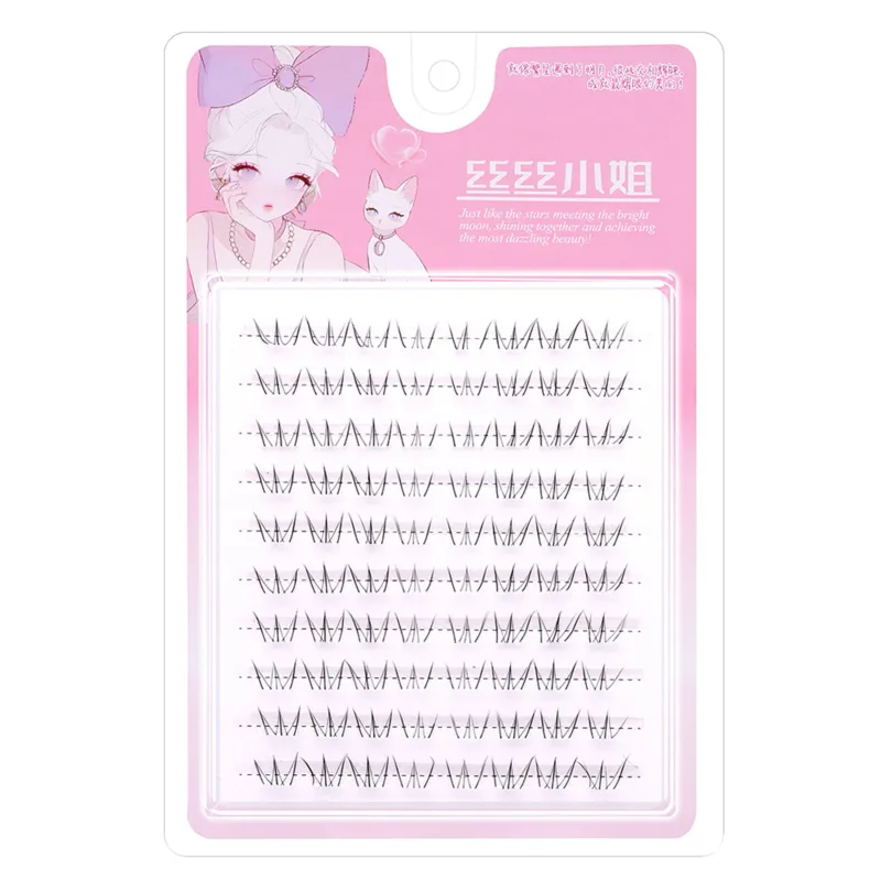 10 Reihen 5–7 mm Luft-Unterwimpern, kein Kleber erforderlich, künstliche Wimpern, segmentiert, natürliches Katzenauge unter den Wimpern, W-förmige untere Wimper