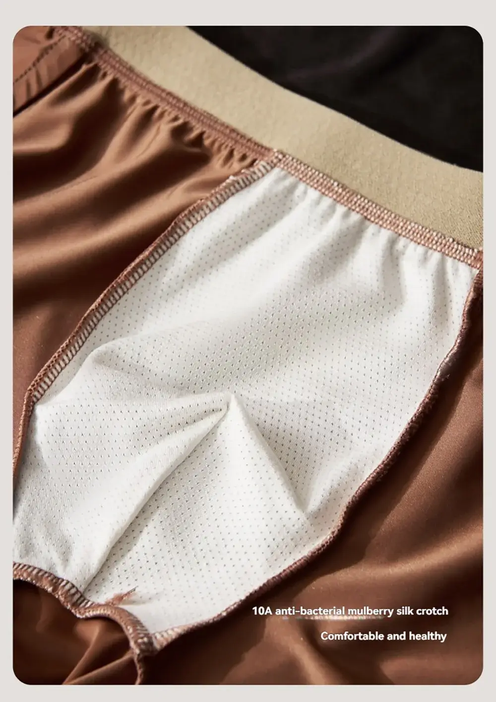 3PCS/Pack Luxury Solid Satin-like Boxer Man Cool 10A Antibacterial Silk U-shape Pouch Men's Panties High Elastic Wais Underpants — image 10