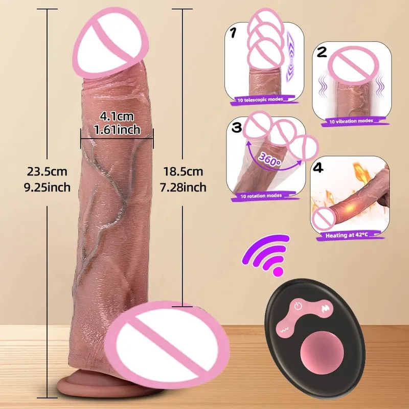 Telescopic Vibrator Dildo Heating Realistic Big Penis Female Vagina Massager Anal Plug Masturbator Sexy Adult Sex Toys For Women — image 21