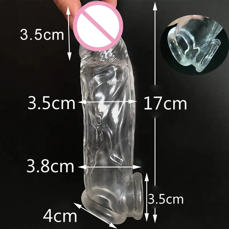 Highly Elastic Crystal Condom Reusable Penis Extender Sleeve Delay Ejaculation Pagpapalaki ng Penis Intimate Goods Mga Sex Toys Para sa Mga Lalaki — image 5