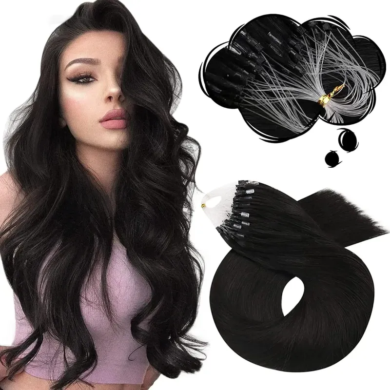 Moresoo Micro Link-Haarverlängerungen, Echthaar, Mikro-Loop-Haar, Kaltfusion, 50 g, unsichtbares brasilianisches vorgebundenes Remy-Mikroring-Haar — image 16