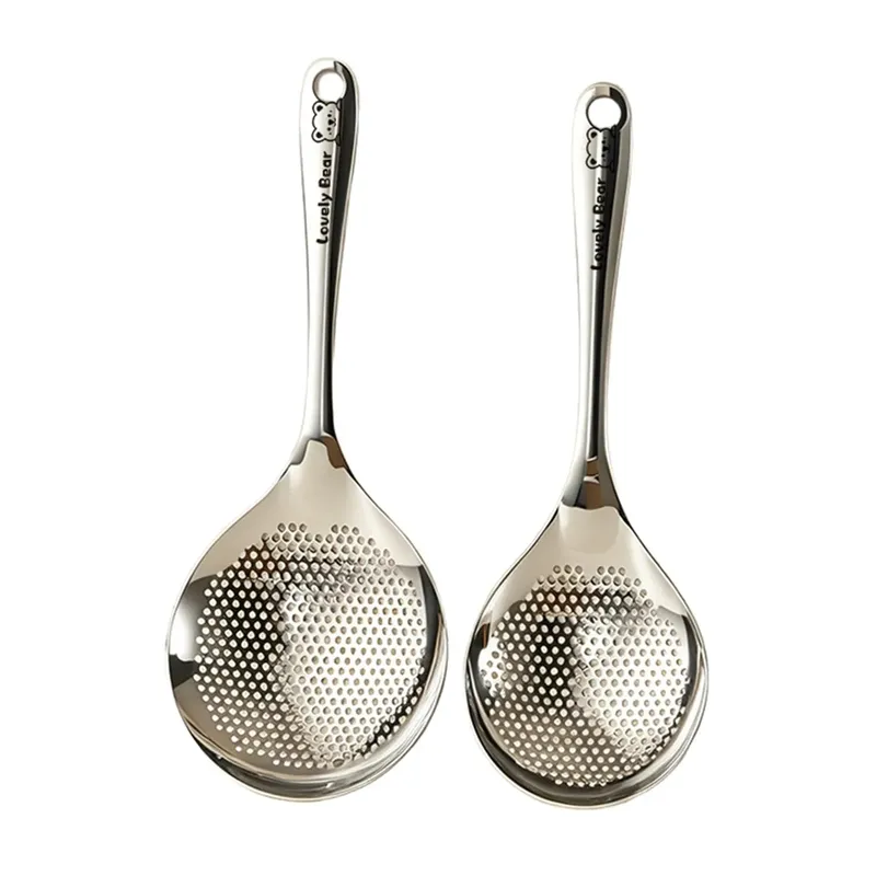 12.5cm Width 33cm Length Cooking Sieve Ultra Thick Pure 304 Stainless Steel Frying Colander Noodle Strainer with Fine Meshes — image 1