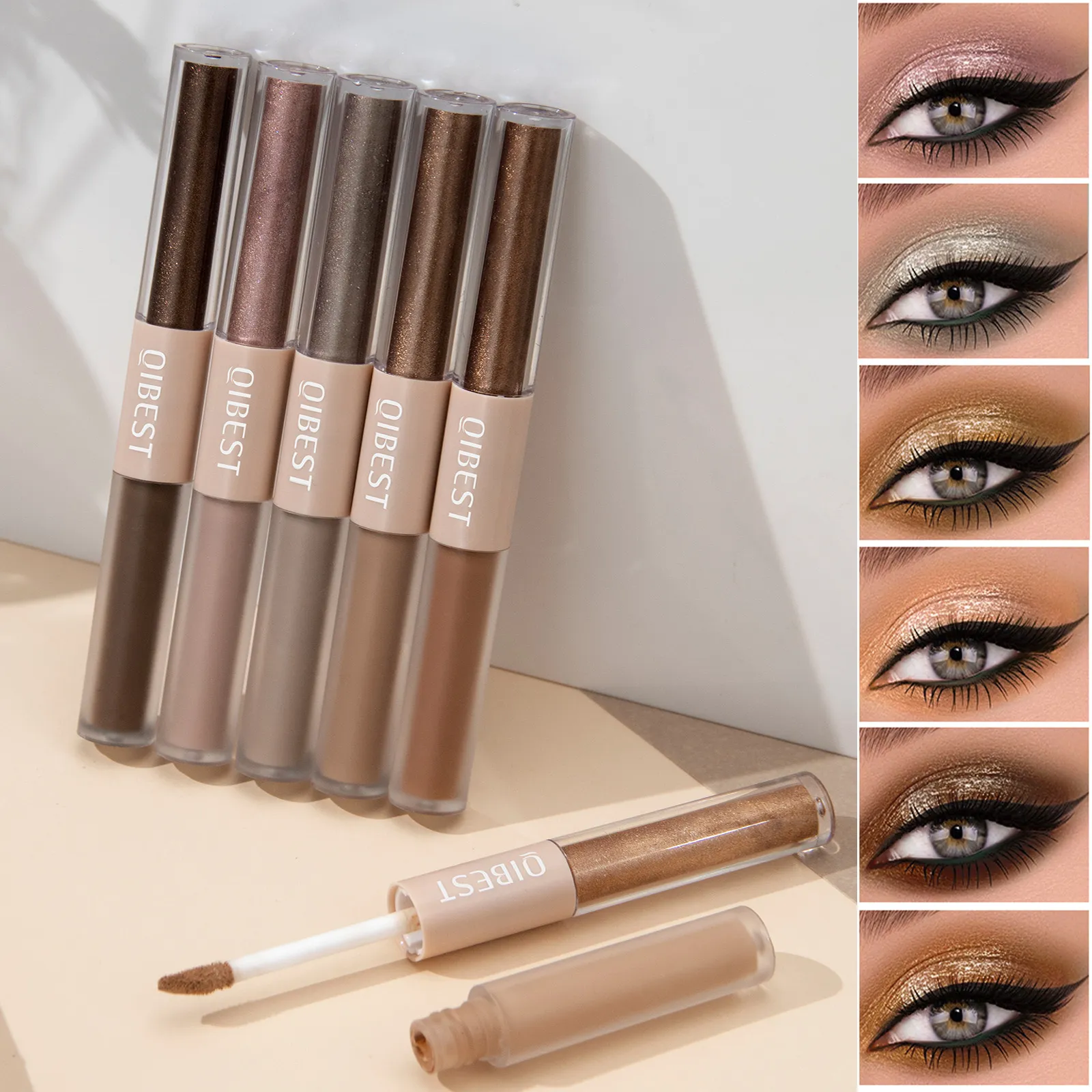 2 In 1 Stick Pearly Matte Lidschatten Creme Glatte Nude Augen Make-Up Flüssige Kontur Schatten Stick Wasserdicht Schimmer Hohe licht Stift — image 2