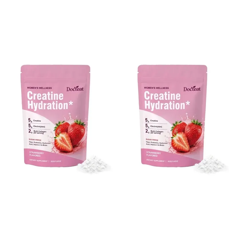 Docteat Creatine Powder Elektrolit Kolagen Vitamin C Biotin Tanpa Gula Perisa Strawberi Wanita Fitness Wellness 30 Hidangan — image 8