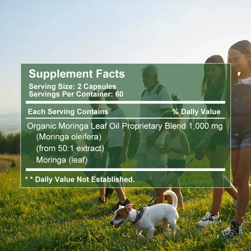 Moringa Extract Capsule Anti Stress Forbedr søvn Forbedr immunitet Antioxidant - 60/120 kapsler — image 4