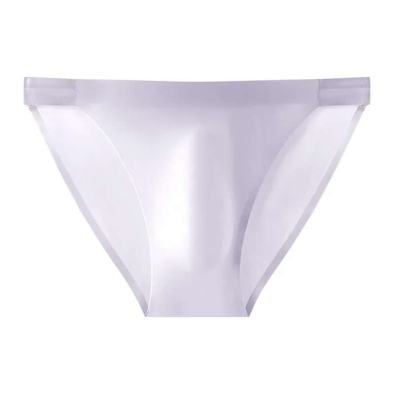 Slip da uomo senza cuciture ad asciugatura rapida Intimo tinta unita Seta di ghiaccio Mutande leggere e sottili Mutandine sexy traspiranti 3D Pouch Undies — image 3