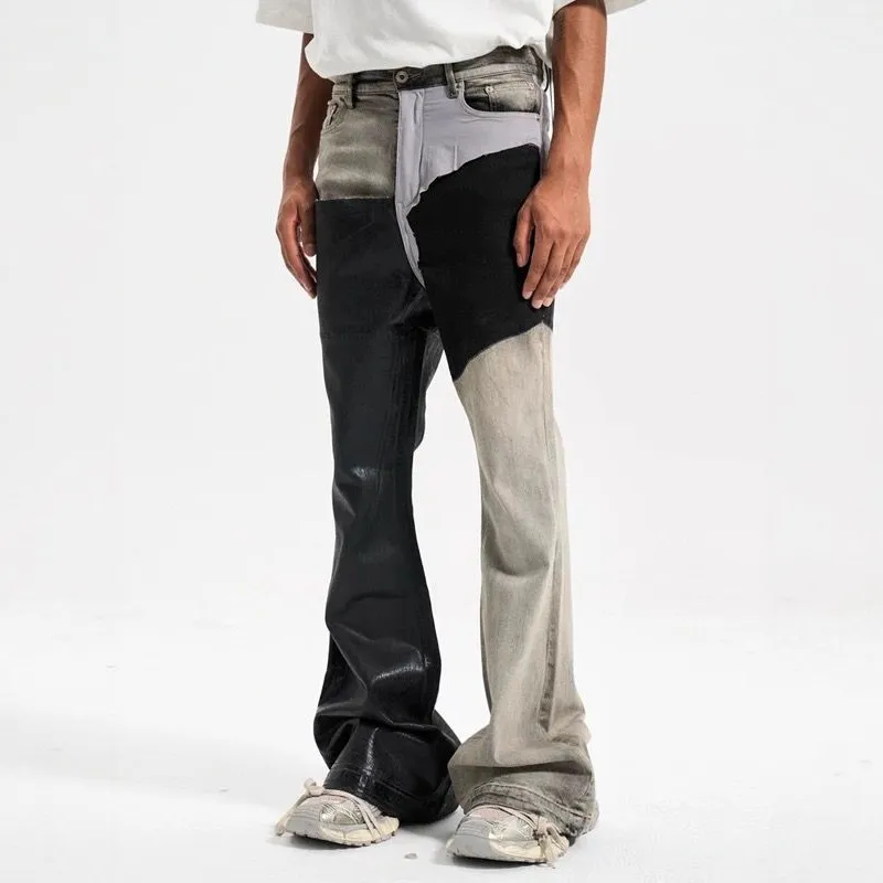 Ανδρικό χρώμα Contrast Casual Trendy Απλό Basic Slim Flare τζιν παντελόνι Four Seasons New Fashion Ανδρικό τζιν παντελόνι Streetwear — image 2