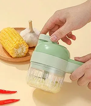 4 In 1 야채 커터 다기능 핸드 헬드 전기 무선 절단 마늘 매쉬 다진 슬라이스 양파 절단 요리 가제트 — image 8