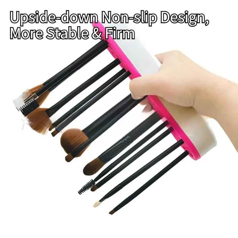 Silikon-Make-up-Pinselhalter, Ständer, Organizer, multifunktionales Desktop-Aufbewahrungsregal, Lochdesign für Pinsel, Stifte, Bleistifte — image 3