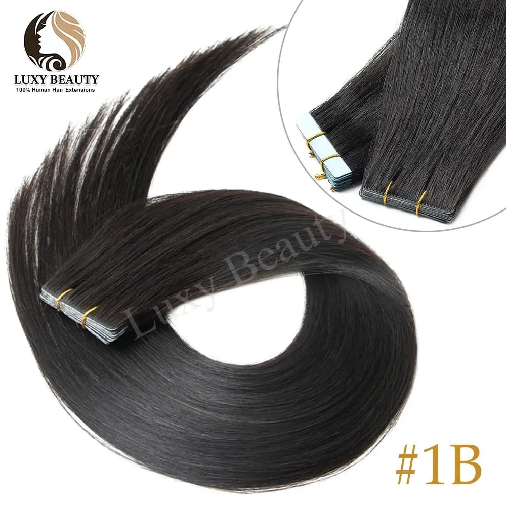 Invisible Tape In Hair Extensions Human Hair Double Side Injected PU Tape Hair Extensions Black Brown Blonde Tape Ins Hair 10pcs — image 7