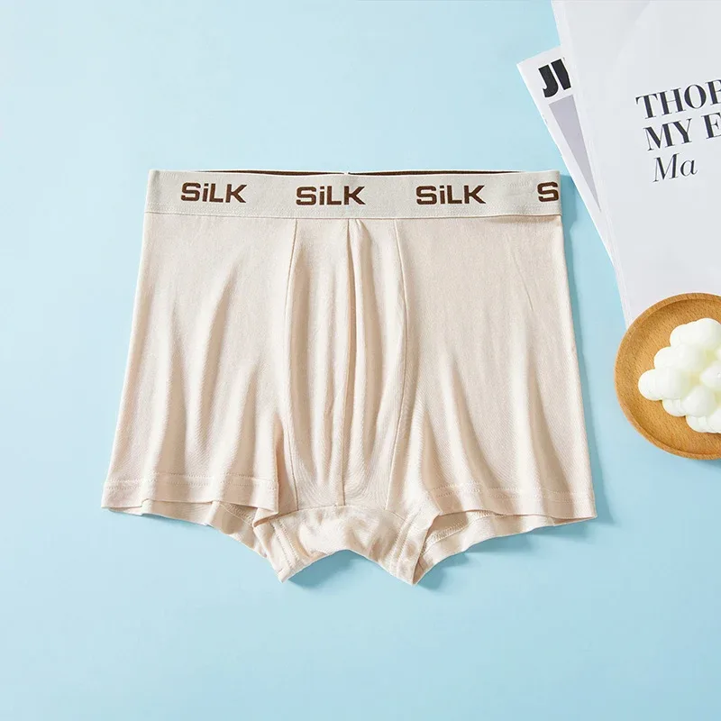 SuyaDream MEN Boxer Shorts 100% seta naturale Mutandine solide sane Biancheria intima in tessuto naturale