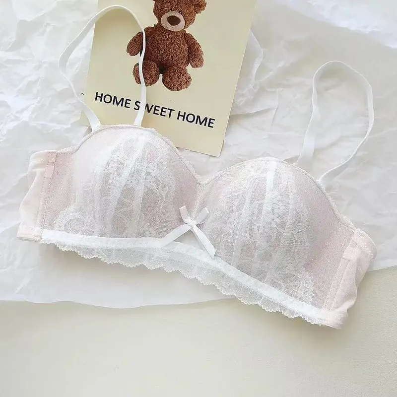 ภาษาฝรั่งเศสคำลูกไม้ครึ่งถ้วย Bra ชุดไร้สาย Push Up เล็กเพิ่มลิฟท์ป้องกันการหย่อนคล้อย Comfort ชุดชั้นในเซ็กซี่ชุดสำหรับสตรี — image 11