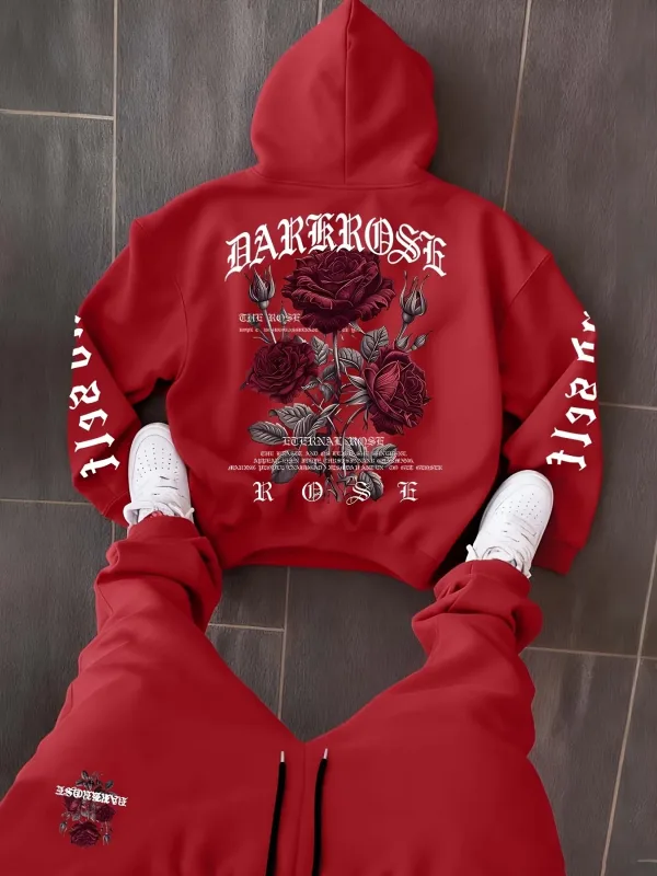 2026 herbst/Winter Neue Stil Einfache Casual Stilvolle Weiche Bequeme 3D Rose Blume Muster Gedruckt männer Mit Kapuze Sweatshirt — image 6