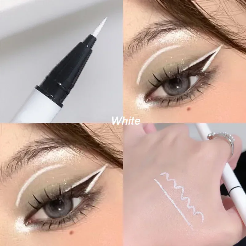1PC สีขาว Liquid Eyeliner ปากกา Matte Black Long Lasting Waterproof Eye Liner ดินสอ Quick-drying Non-smudge eye แต่งหน้าสำหรับผู้หญิง