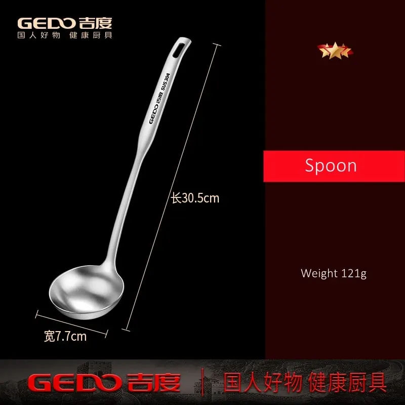 LFGB Certification Pure 304 Stainless Steel Colander and Soup Spoon 30.5cm Length Fall Resistant Hotpot Ladle and Strainer Set — image 10