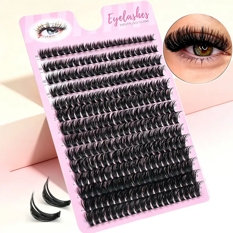 80D Faux Mink Cluster Lashes D Curl Volumen Individuelle vippeklynger Bløde segmenterede falske øjenvipper DIY Naturligt øjenmakeupværktøj