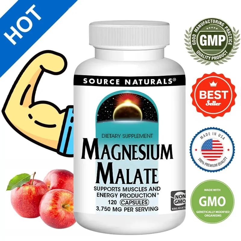 Magnesiummalat 3750 mg Nahrungsergänzungsmittel unterstützt die Gesundheit der Muskelfunktion und die Energieproduktion — image 1