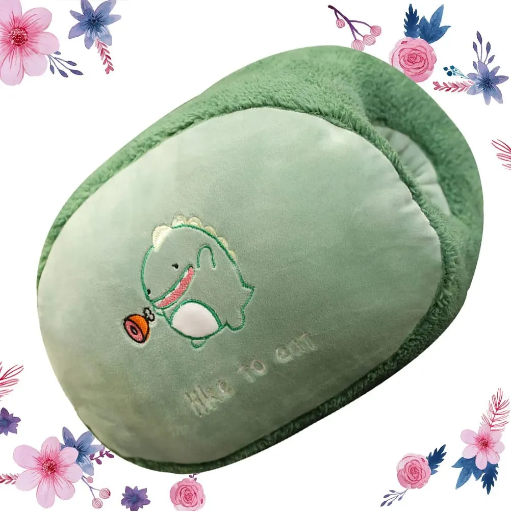 Bantal Penghangat Tangan Kartun Dinosaurus Bantal Hangat Lembut untuk Penggunaan Mobil Meja Tempat Tidur Sofa Tidak Mudah Berubah Bentuk Ide Hadiah Musim Dingin yang Sempurna