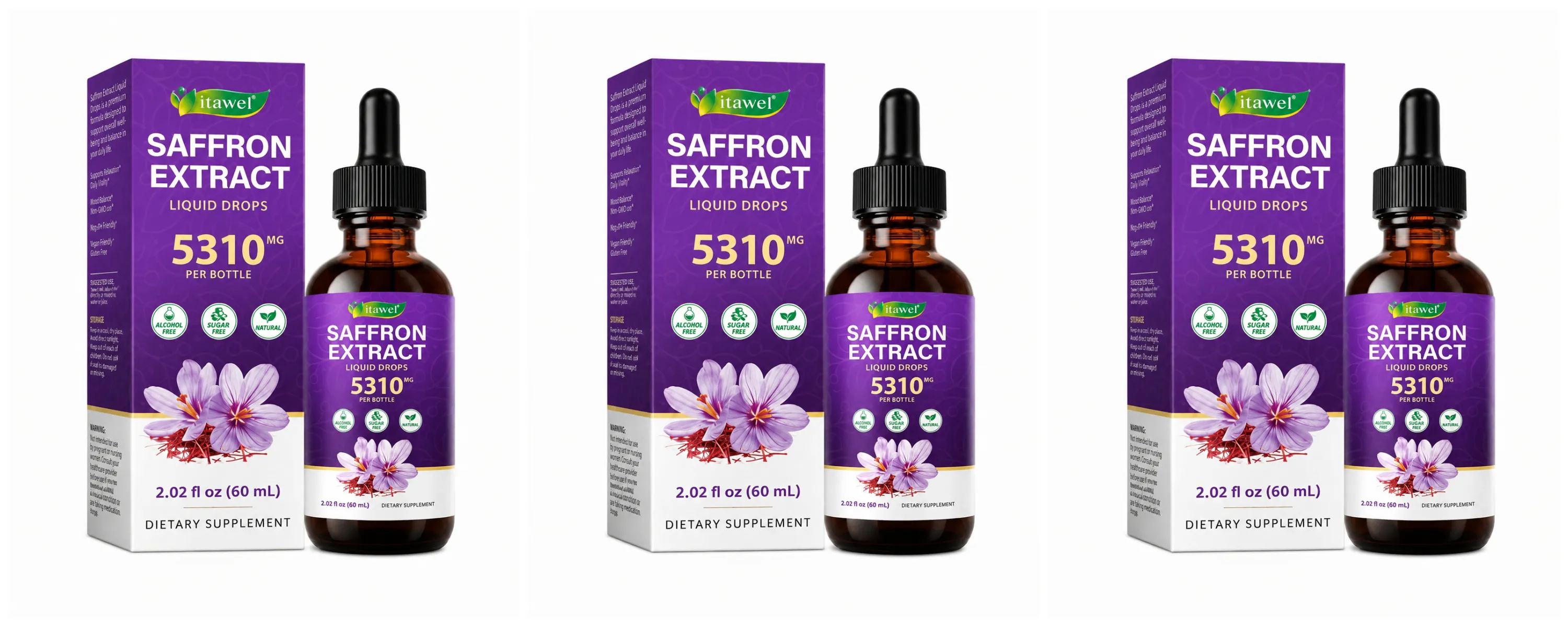 Saffron Extract Liquid Drops 117mg bawat Serving para sa Antioxidant Balanced Mood Healthy Sleep & Premenstrual Comfort Support 60ML — image 10