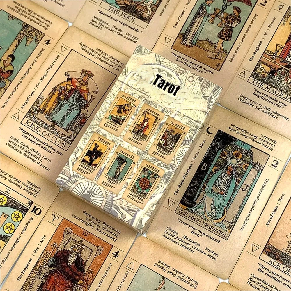 Kad Tarot yang terlaris A 78pcs Kad Permainan Papan Ramalan Ramalan Kata Kunci Dek Antik Permainan Percutian Hadiah Krismas — image 1