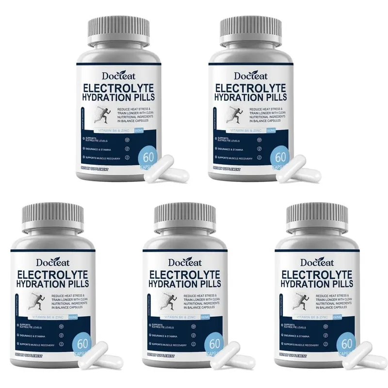Kapsul Hidrasi Elektrolit dengan Vitamin B6 & Seng untuk Daya Tahan Hidrasi & Dukungan Pemulihan Otot 60 Kapsul