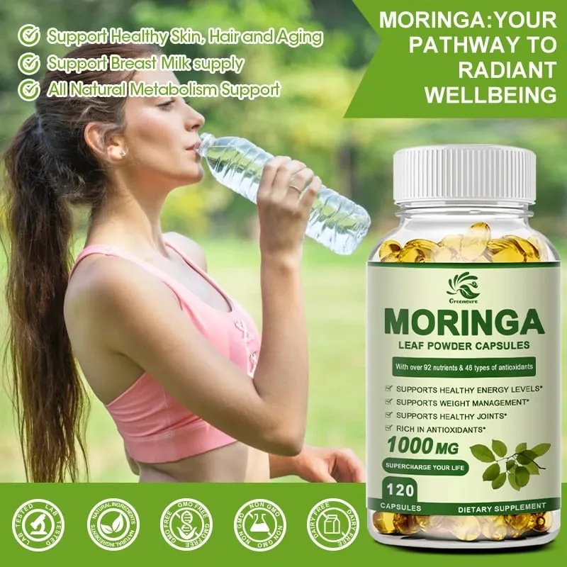 Greensure Moringa Oleifera 1000 mg Kapseln Extra Potenz 50:1 Extrakt Energetisierendes Antioxidans 60/120 Vegetarische Kapseln — image 3