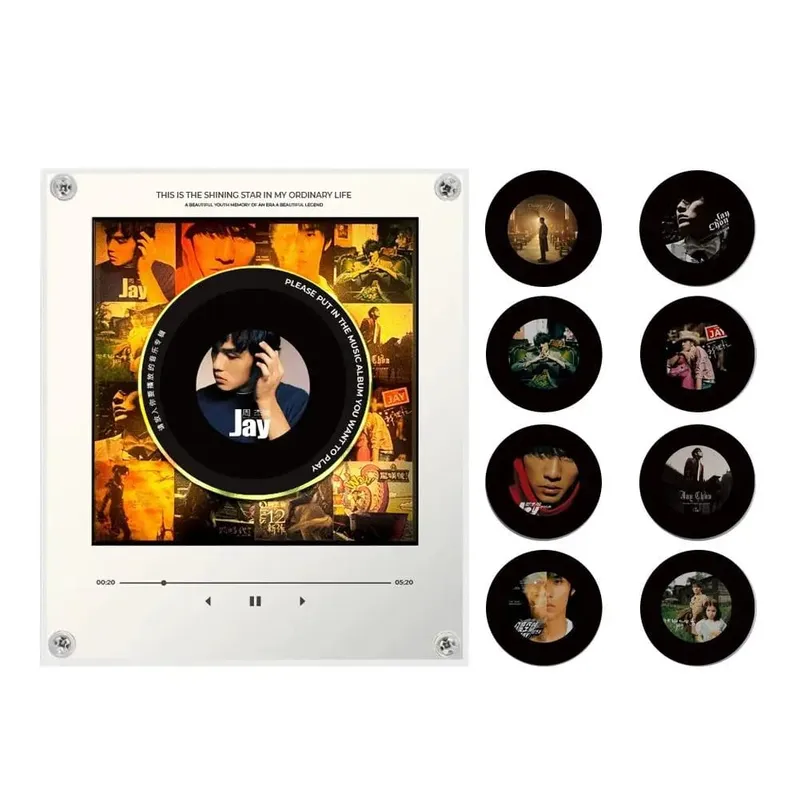 Lecteur de musique NFC, autocollant magnétique pour réfrigérateur, Machine à disque rotatif en acrylique, lecteurs de chansons automatiques pour réfrigérateur, veilleuse — image 10