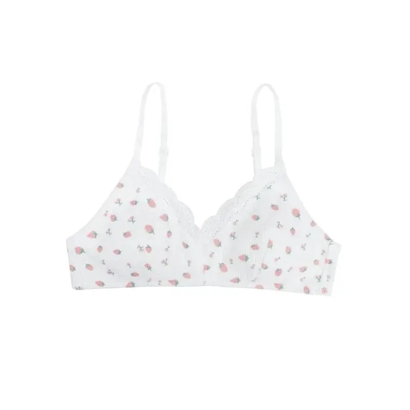 Sød japansk Lolita BH-sæt Cherry Strawberry Print Trådløs, ikke-polstret Bralette Anti-Sagging Comfort AB Cup MOYISU 32-38 Sexet — image 5