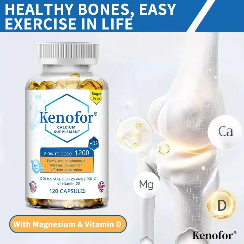 Supplément de calcium à libération prolongée de 1 200 mg avec vitamine D3 pour soutenir la santé des os musculaires et du système digestif — image 3
