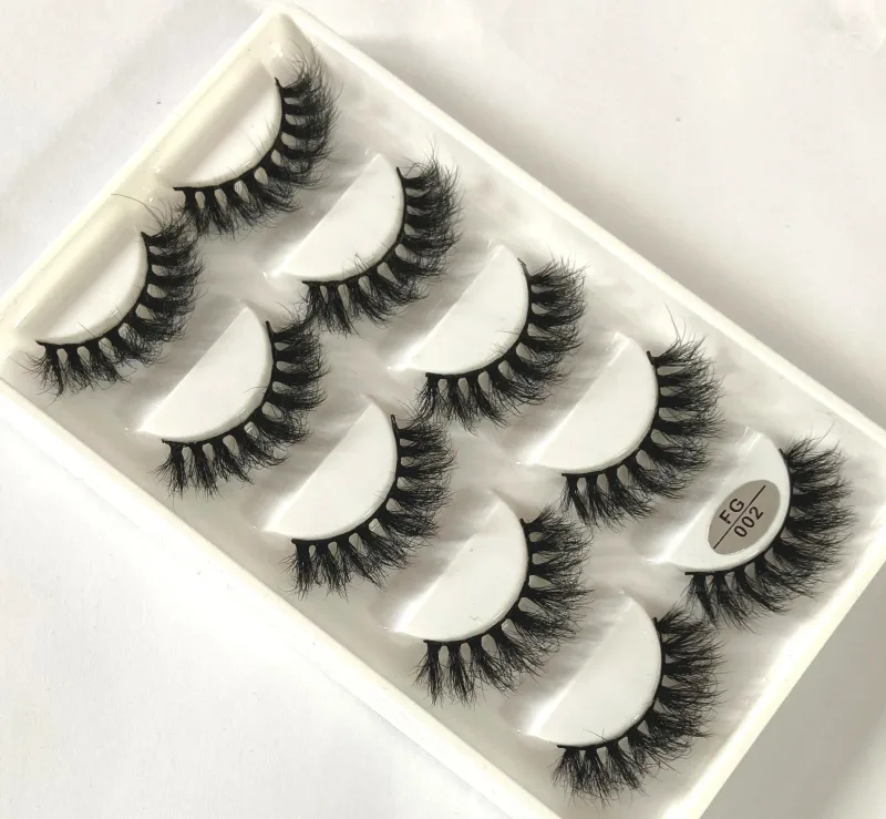 5 Pasang Bulu Mata Mink Buatan Tangan Bulu Mata Palsu Pendek Lebat Asli Bulu Mata Berantakan Panjang Bulu Mata Makeup Peringkat Boleh Diguna Semula — image 18